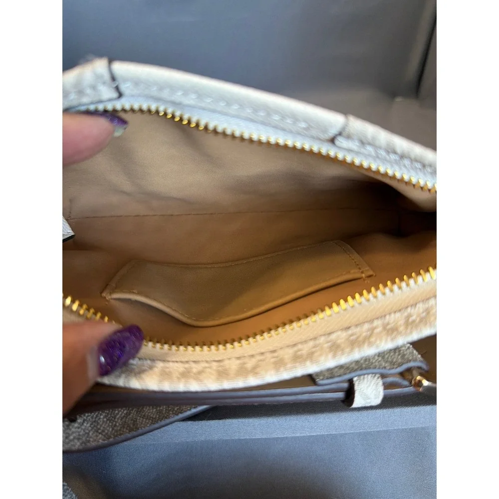 Michael Kors Vanilla Monogram MK Logo Belt Bag Fanny Pack